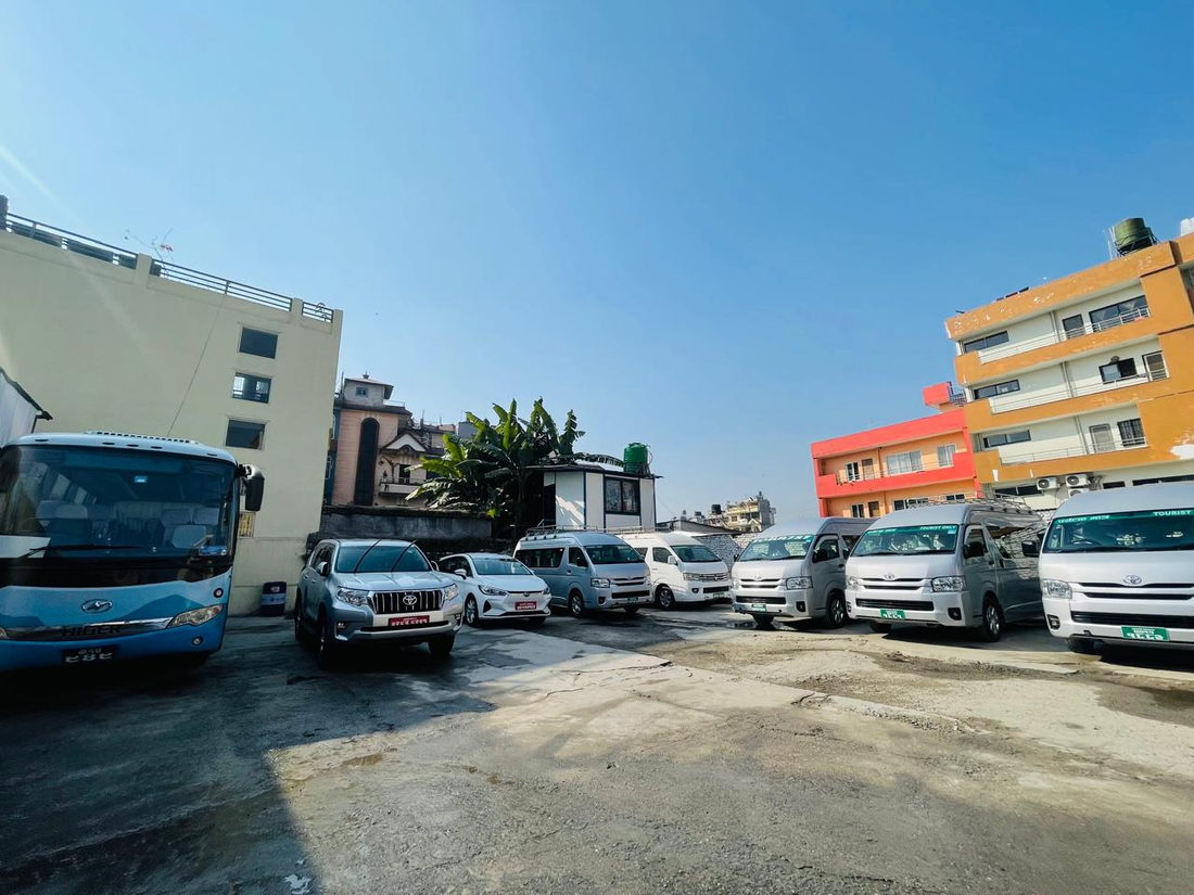 Vehicles parked at the Nepal Comfort office yard